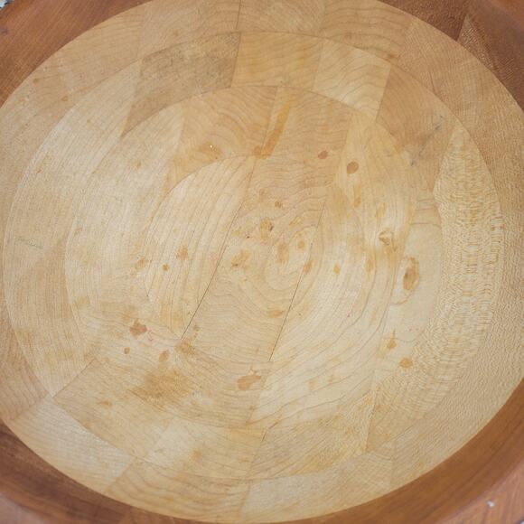 Vintage Wooden Dough Bowl, Segmented Hand Made 12" - Picture 3 of 6